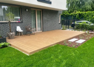 TARAS WYKONANY Z DESKI KOMOROWEJ JAF GARDIN NATUR PIASKOWY TEAK